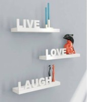 View Decorasia love, live & laugh Wooden Wall Shelf(Number of Shelves - 3, White) Furniture (Decorasia)