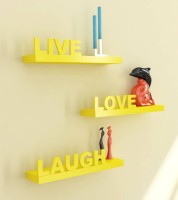 View Decorasia love, live & laugh Wooden Wall Shelf(Number of Shelves - 3, Yellow) Furniture (Decorasia)
