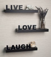 Decorasia love, live & laugh Wooden Wall Shelf(Number of Shelves - 3, Black)   Furniture  (Decorasia)