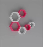 Onlineshoppee Hexagonal MDF Wall Shelf(Number of Shelves - 6, Pink, White)   Furniture  (Onlineshoppee)