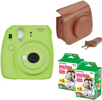 Fujifilm Mini 9 Lime Green with Brown case 40 Shots Instant Camera(Green)