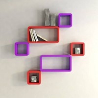 Decorasia Red & Purple Cube Shape MDF Wall Shelf(Number of Shelves - 6, Red, Purple)   Furniture  (Decorasia)