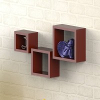 View Onlineshoppee Square Nesting MDF Wall Shelf(Number of Shelves - 3, Brown) Furniture (Onlineshoppee)
