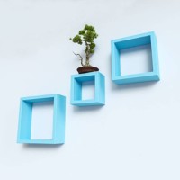 Onlineshoppee Square Nesting MDF Wall Shelf(Number of Shelves - 3, Blue)   Furniture  (Onlineshoppee)