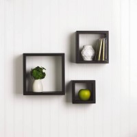 Onlineshoppee Square Nesting MDF Wall Shelf(Number of Shelves - 3, Black)   Furniture  (Onlineshoppee)
