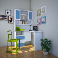 Alex Daisy French Engineered Wood Study Table(Free Standing, Finish Color - Blue) RS.32950.00