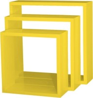 Onlineshoppee Square Nesting MDF Wall Shelf(Number of Shelves - 3, Yellow)   Furniture  (Onlineshoppee)