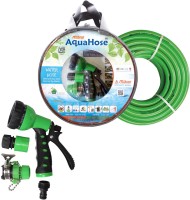 AquaHose Water Hose Set Green 7.5mtr (12.5mm ID) Hose Pipe Spray Gun