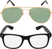 CRIBA Wayfarer, Aviator Sunglasses(For Men & Women, Green, Clear)