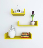 CraftOnline wall shelf Wooden Wall Shelf(Number of Shelves - 3, Yellow)   Furniture  (CraftOnline)