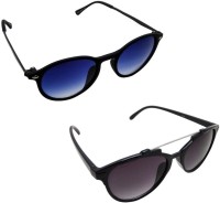 FASHBLUSH Round, Oval Sunglasses(For Men & Women, Grey, Blue)