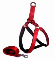 Skora Standard Dog Harness & Leash(Medium, red)