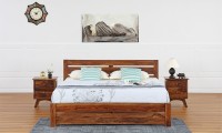 View Furnspace Lorenzo Bed Solid Wood King Bed(Finish Color -  Natural Sheesham) Furniture (Furnspace)