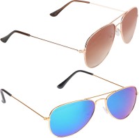Aligatorr Aviator Sunglasses(For Men & Women, Brown, Blue)