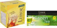 Lemor Combo of 1 Lemon flavour Instant Ice Tea (10 sachet) and 1 Pack of 25 Honey Tea Bags Box(35 Bags)