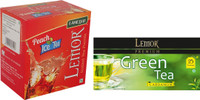 Lemor Pack of Peach 1 Ice Tea (10 sachet) & 1 Pack of 25 Cardamom Tea Bags Box(35 Bags)