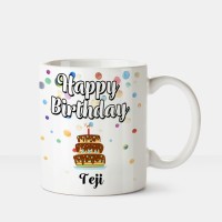 HUPPME Happy Birthday Teji Printed Coffee White Ceramic Coffee Mug(350 ml)