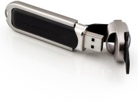 nexShop Real capacity Steel Edge Leather Novel USB Flash Drive 4 GB Pen Drive(Black)   Computer Storage  (nexShop)