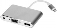 microware Lightning to HDMI VGA AV Adapter Converter, 4 in 1 Plug and Play Lightning Digital AV Adapter for iPhone iPad iPod to Mirror on HDTV Projector Monitor 0.5 m HDMI Cable(Compatible with Mobile, Laptop, Tablet, Mp3, Gaming Device, Silver)