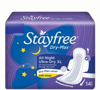 Stayfree Dry - Max All Night Ultra Sanitary Pad(Pack of 14) - Price 122 30 % Off  