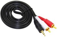 TECHON  TV-out Cable 1.5 Stereo AUX 3.5mm Male Jack to 2 Male Speaker Amplifier Connect RCA Audio Video Cable (Black)(Black, For TV)