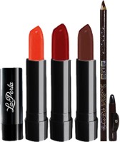 La Perla 3 Lipstick With Lip & Eye Liner Makeup Combo(Pack of 4) - Price 125 78 % Off  