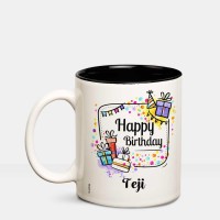 HUPPME Happy Birthday Teji Inner Black coffee name mug Ceramic Coffee Mug(350 ml)