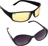 CRIBA Cat-eye, Retro Square Sunglasses(For Men & Women, Violet, Yellow)