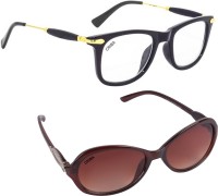 CRIBA Cat-eye, Wayfarer Sunglasses(For Men & Women, Clear, Brown)