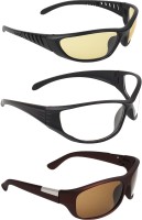 Zyaden Wrap-around Sunglasses(For Men & Women, Yellow, Clear, Brown)
