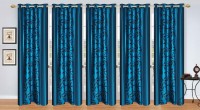 Ville Style 214 cm (7 ft) Polyester Door Curtain (Pack Of 5)(Floral, Aqua)