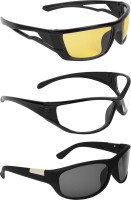 Zyaden Wrap-around Sunglasses(For Men & Women, Yellow, Clear, Black)