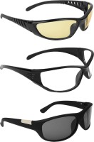 Zyaden Wrap-around Sunglasses(For Men & Women, Yellow, Clear, Black)