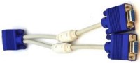TECHON  TV-out Cable to-23 VGA Y Splitter 15 Pin High Quality - Male to Dual Female Two Monitor VGA Cable (White, Blue)(Black, For Computer)