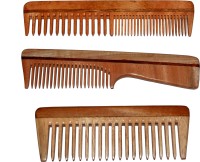 BLITHE PACK OF 3 DETANGLER & FINE TOOTH NEEM WOOD COMB WITH HANDLE - Price 299 80 % Off  