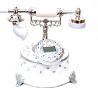 Gooddeals Antique Style Vintage model Operational caller ID White designer Maharaja Corded Landline Phone(White)