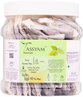 Tassyam Tulsi Green | 50 Staple Free Tea Bags Tulsi Green Tea Bags Box(50 Bags)