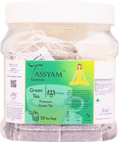 Tassyam Green Tea 50 Staple Free Tea Bags Green Tea Bags Box(50 Bags)