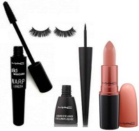 Imported Eyelashes&Mac Velvet Teddy Lipstick,Mascara,Eyelashes(Set of 4) - Price 570 77 % Off  