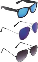 Zyaden Wayfarer, Aviator, Aviator Sunglasses(For Men & Women, Blue, Blue, Black)