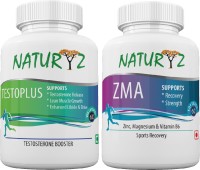 NATURYZ Testosterone Booster Supplements Stack (ZMA with Testoplus) for Men for Healthy Testosterone Levels, Night Recovery, Energy and Muscle Growth � Pack of 2 (120 Capsules)(120 No)