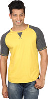 Poshuis Solid Men Round or Crew Black, Yellow T-Shirt Poshuis Solid Men Round or Crew Black, Yellow T-Shirt