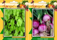 Airex Coriander and Onion Vegetables Seed + Humic Acid Fertilizer (For Growth of All Plant and Better Responce) 15 gm Humic Acid + Pack Of 30 Seed Coriander + 30 Onion Seed(30 per packet)