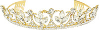 Muchmore Ethnic Gold Tone Crown With CZ Stone Hair Jewellery Hair Clip(White) - Price 599 80 % Off