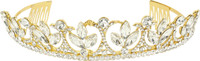 Muchmore Ethnic Gold Tone Crown With CZ Stone Hair Jewellery Hair Clip(White) - Price 599 80 % Off  