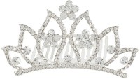 Muchmore Lovely Silver Tone Floral Shape Crown With Crystal Stone Hair Jewellery Hair Clip(White) - Price 249 80 % Off  
