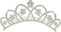 Muchmore Floral Shape Silver Plated Crown With Crystal Stone Hair Jewellery Hair Clip(White) - Price 399 80 % Off  