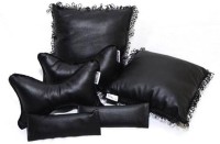 Raaisin Black Leatherite Car Pillow Cushion for Renault(Rectangular, Pack of 6)