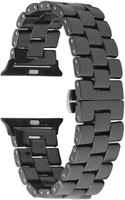 Memore Replacement 3 Bead Ceramic Band for Apple Watch All Model (38mm, Black) Smart Watch Strap(Black)