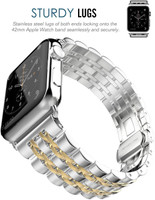 Memore 7 Beads Stainless Steel Bracelet For Apple Watch All Models (42mm, Gold) Smart Watch Strap(Mullti Color)
